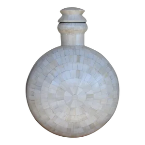 Vintage Large Hand-Made Moroccan Inlaid Round Vase