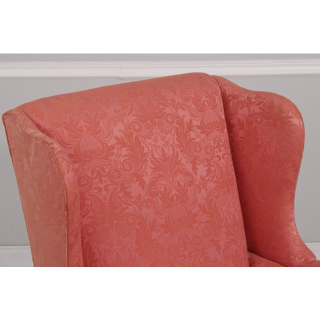 Textile Hancock & Moore Damask Upholstered Wing Chair For Sale - Image 7 of 14