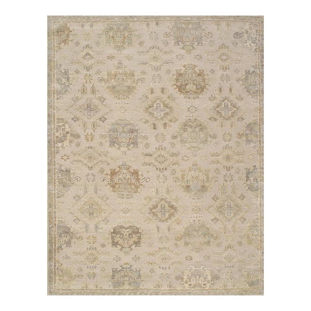 Oushak Wool Beige Area Rug- 9' 1'' X 12' 0'' For Sale