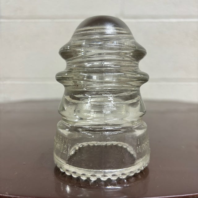 Industrial Antique Hemingray 12 Clear Glass Insulator For Sale - Image 3 of 6