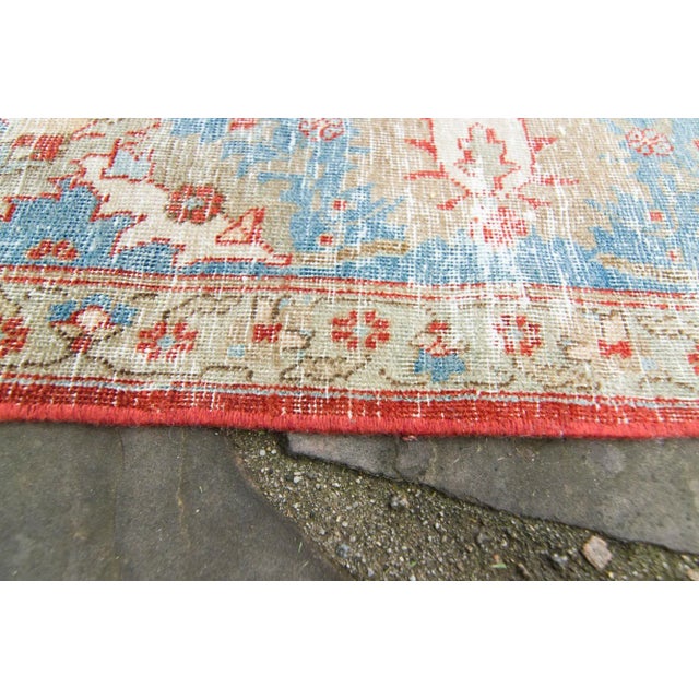 Textile 1940s Vintage Medallion Hand-Knotted Rug 8’9” X 11’11” For Sale - Image 7 of 11