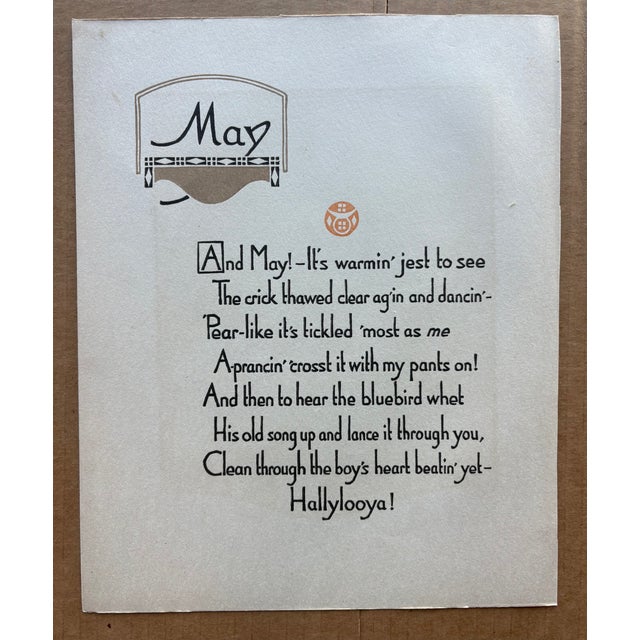 Art Deco Gustave Baumann "May"- "All the Year Round" Color Woodcut in 11x14 Mat, 1912 For Sale - Image 3 of 3