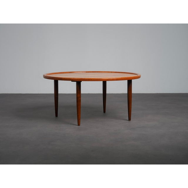 Scandinavian Modern Round Teak Coffee Table, Denmark, 1960s For Sale - Image 4 of 9