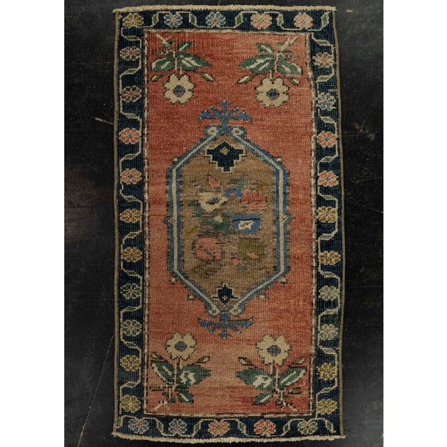 Terra Cotta Turkish Mini Rug Oriental Hand Knotted Vintage Rug 1'6" x 2'10" #21226 For Sale - Image 8 of 8