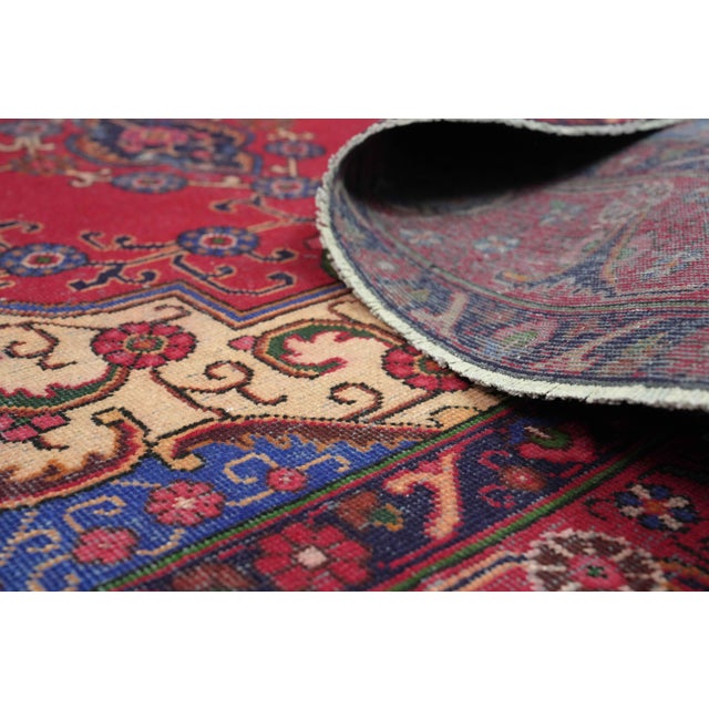 Red 1970s Vintage Persian Handmade Wool 9x13 Red Area Rug For Sale - Image 8 of 11