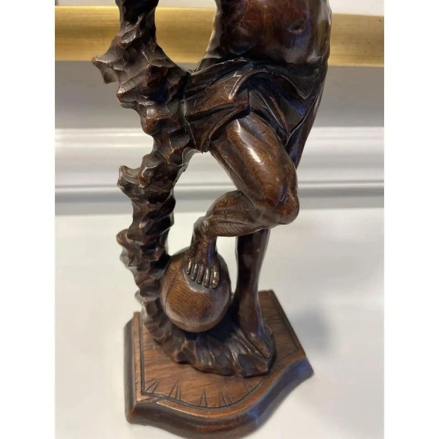 Offered is a pair of hand-carved wooden Italian figurines from the 18th century. This set was acquired from a magnificent...