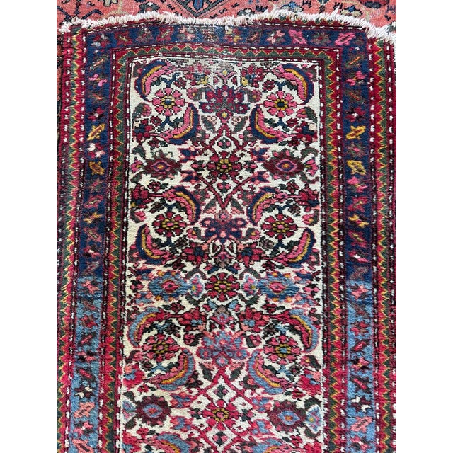 Blue 1930s Linen Ground Water Garden Hamadan Ice Blues Rug 2.7 x 9.10 For Sale - Image 8 of 10