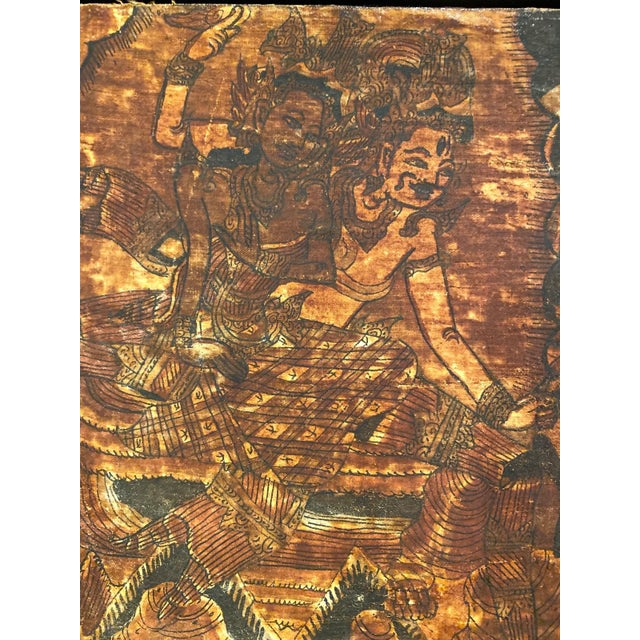 Early 20th Century Antique Balinese Kamasan Wayang Painting – Traditional Mythological Scene 31" For Sale - Image 5 of 12