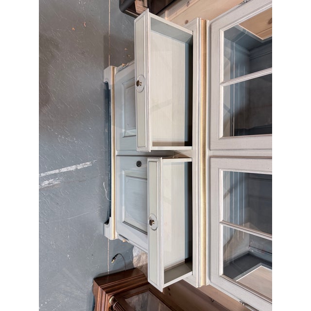 Cream Vintage Gustavian Painted Wood Display Cabinet For Sale - Image 8 of 12
