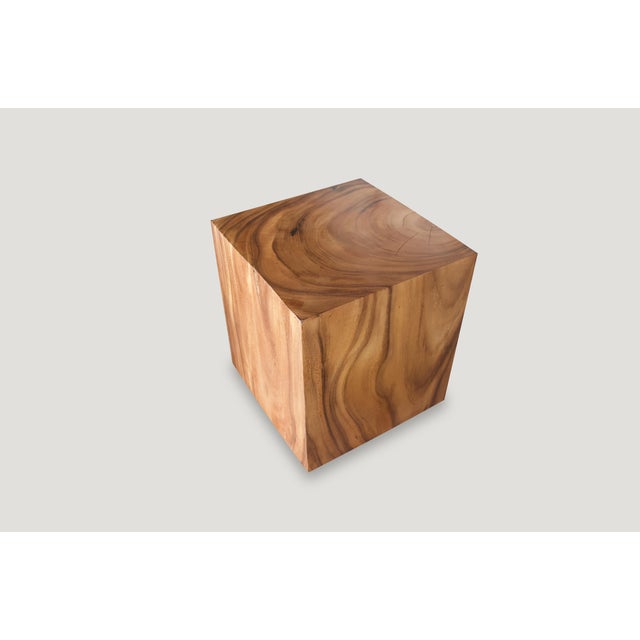 Andrianna Shamaris Wooden Origami Suar Wood Side Table For Sale - Image 4 of 6