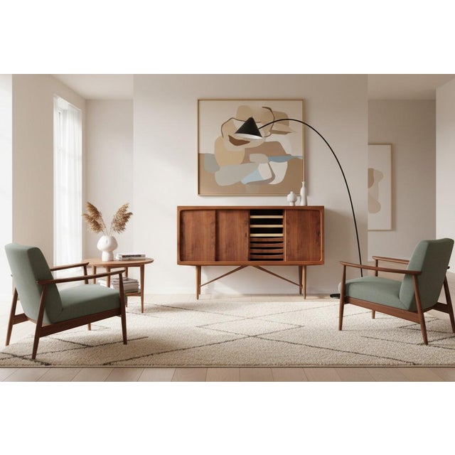 Wood Danish Teak Sideboard with Sliding Doors, 1960s For Sale - Image 7 of 18