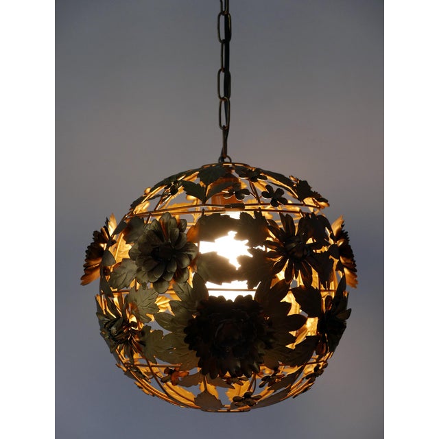 Mid-Century Modern Metal Floral Pendant Lamp, Germany, 1960s For Sale - Image 10 of 18