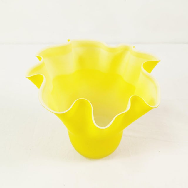 Fazzoletto Murano vase, made in Italy in the 1970s. It is characterized by a modernist form and vibrant colors – a bright,...