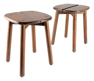 Wooden Stools by Pierre Gautier Delaye, France, 1960s, Set of 2