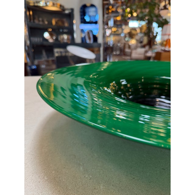 Emerald Large Murano Emerald Green Art Glass Centerpiece Bowl For Sale - Image 8 of 8