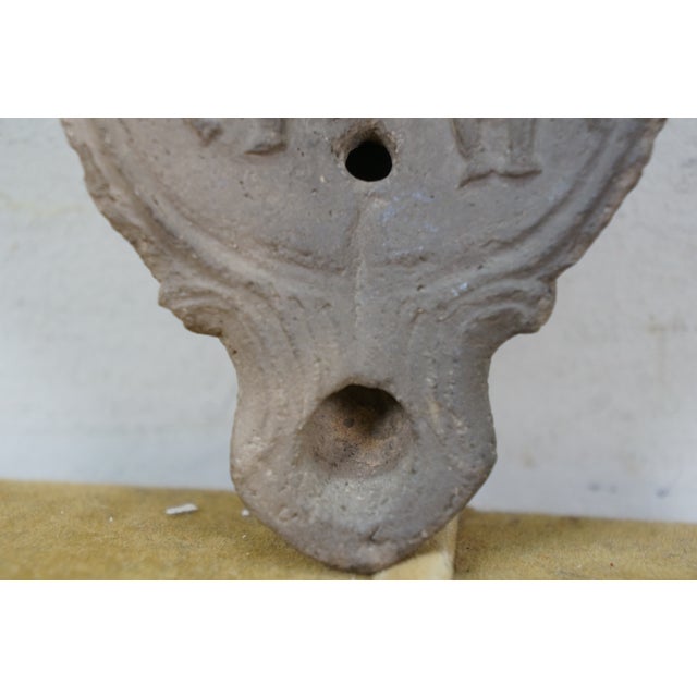 Sculpture Materials Ancient Antique Roman Terracotta Soldier on Horse Oil Lamp Vessel Egypt 4" For Sale - Image 7 of 10