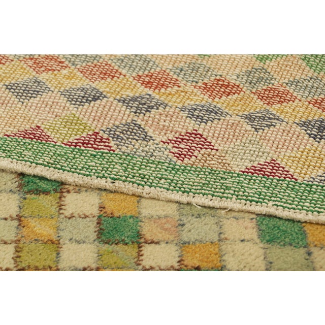 Textile Vintage Zeki Müren Rug in Cream With Colorful Geometric Pattern | Rug & Kilim For Sale - Image 7 of 7