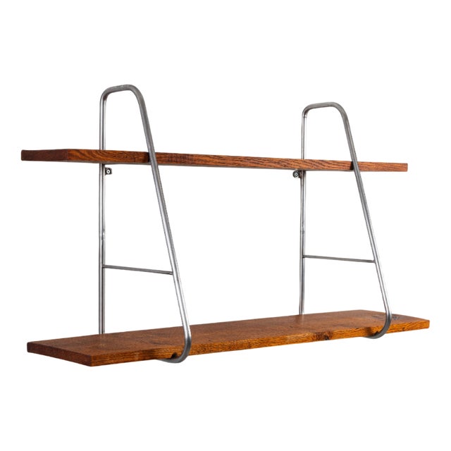 Vintage Oak Wall Shelf, 1970s For Sale