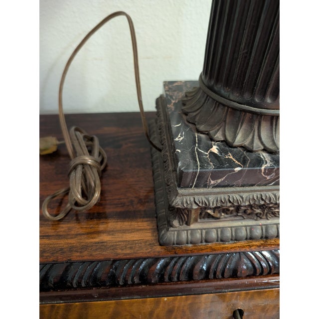 Late 19th Century Late 19th Century Renaissance Revival Brass & Marble Table Lamp For Sale - Image 5 of 6