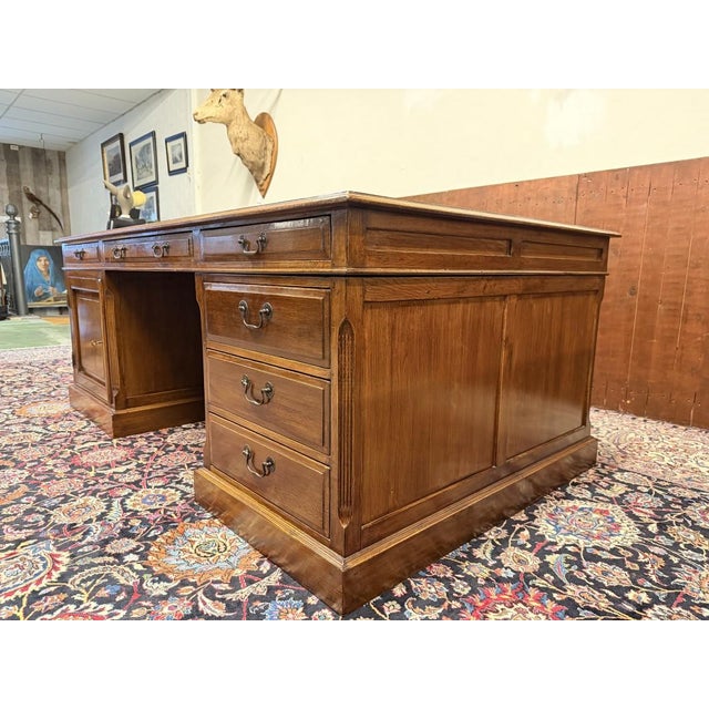 Large English Partner Desk For Sale - Image 6 of 18