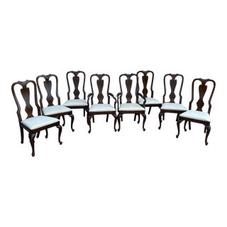 1980s Drexel Heritage Queen Ann Dining Chairs- Set of 8 For Sale