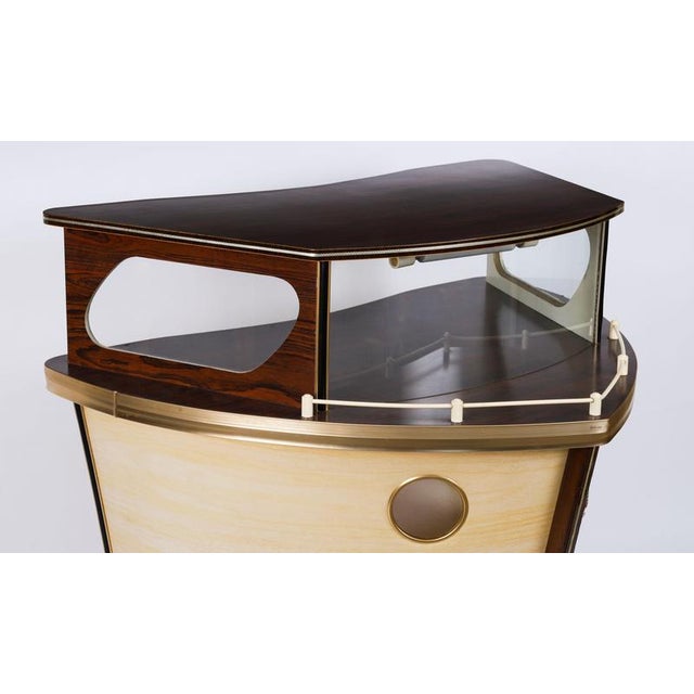 Vintage Modernist Boat Cocktail Bar by Umberto Mascagni for Harrods, 1950s For Sale - Image 14 of 18