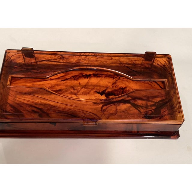 1970s 1970s Lucite Oblong Tortoise Shell Tissue Box Cover For Sale - Image 5 of 9