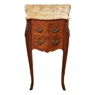 Inlaid Chest of Drawers with Marble Top For Sale