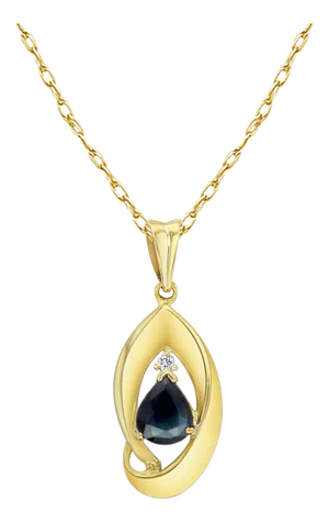 Gold Sapphire Diamond Necklace 14k Yellow Gold 16"