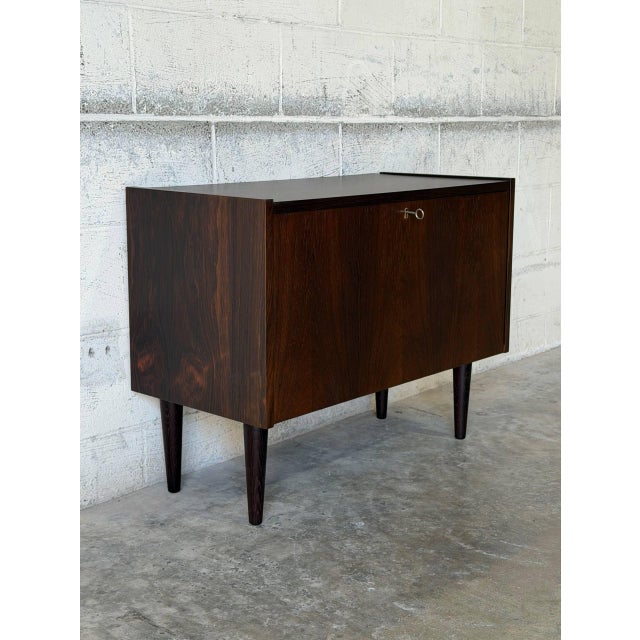 Mid-Century Modern Vintage Danish Rosewood Cabinet by Ps System - Mid Century Modern Drop-Front Storage Bar 1960s For Sale - Image 3 of 10