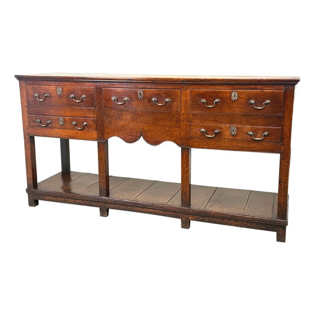 Georgian Oak Potboard Dresser Base, 1760 For Sale