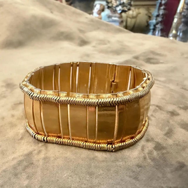 Art Deco 1950s Art Deco Costume Jewelry Gilt Metal Italian Retro Bracelet For Sale - Image 3 of 12