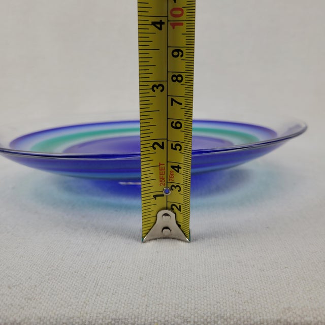 Orrefors Olle Alberius Blue Green Art Glass Bowl Signed MCM For Sale - Image 9 of 10