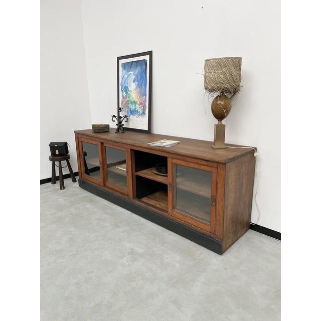 Oak Sideboard with Glass Doors, 1950s For Sale - Image 9 of 18