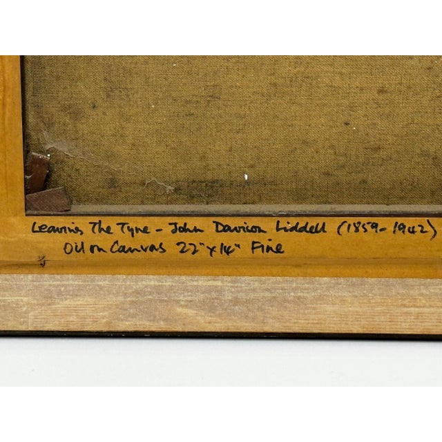 Antique Victorian Marine Oil Painting of the River Tyne, Steam Tug Leaving Newcastle, by John Davison Liddell, c.1890 For Sale - Image 14 of 18