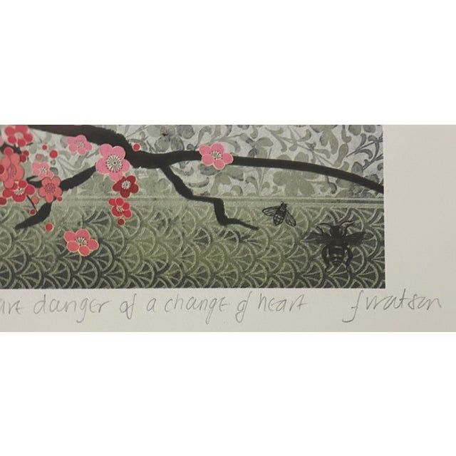 1990s Original Lithograph of a Bird and Butterfly by Fiona Watson For Sale - Image 5 of 8