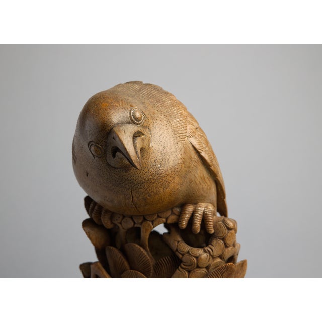 Japanese Meiji Period Carved Boxwood Okimono of a Hawk, Joel & Margaret Chen Collection For Sale - Image 4 of 15