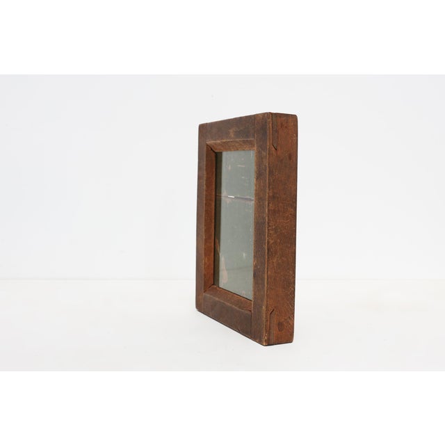 Rustic Small Rustic Wooden Photoframe with Glass, France, 1920s For Sale - Image 3 of 14