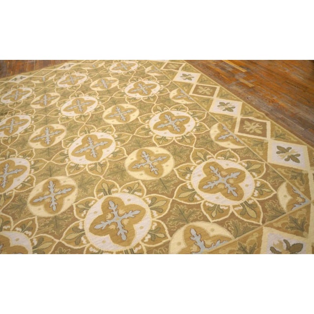 Contemporaneity Neutral Color Handwoven Wool With Silk Highlights Flat Weave Needlepoint Carpet For Sale - Image 9 of 9