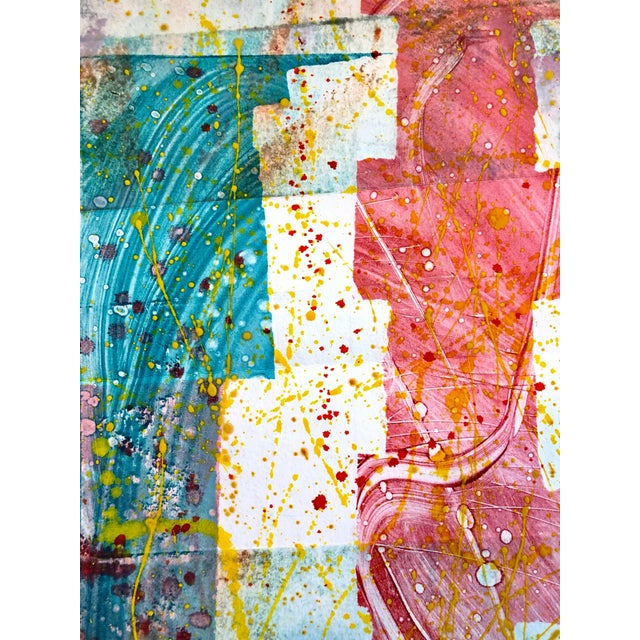 Richard RoyceHomage a Sam Francis, Folded Monoprint Mixed Media Splatter Painting Art Print, 1984 For Sale - Image 4 of 8