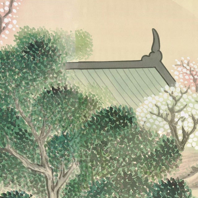 36" * H108"/Panel* 9ps, Chinese Traditional Gongbi Blue-Green Landscape Wallpaper, 9 Panels For Sale - Image 6 of 7