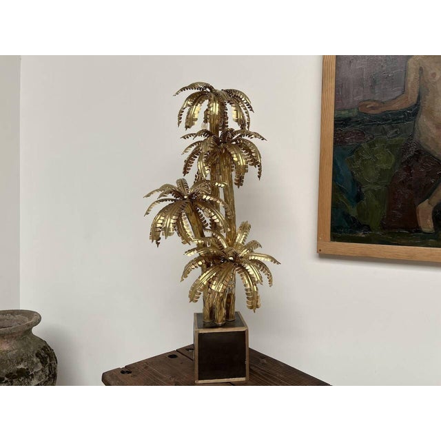 Metal Four-Headed Brass Palm Tree Table Lamp, 010s For Sale - Image 7 of 18