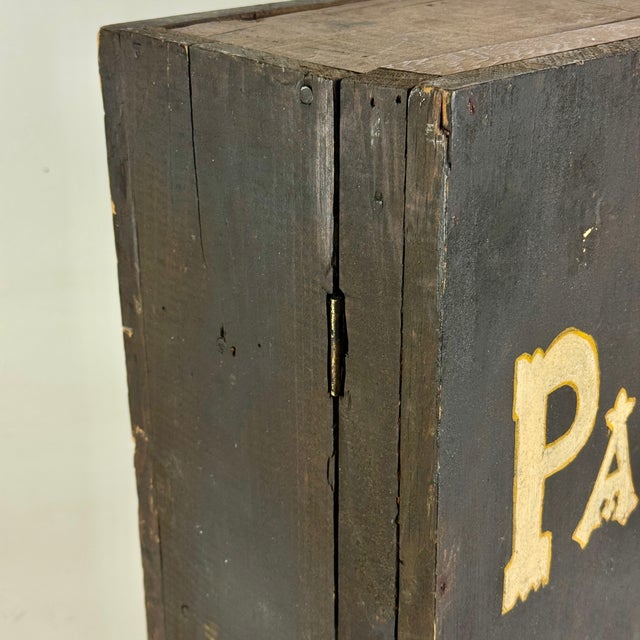 Black Epic 19th Century Painters Wooden Cupboard Box With Hand Painted Label and Construction For Sale - Image 8 of 17
