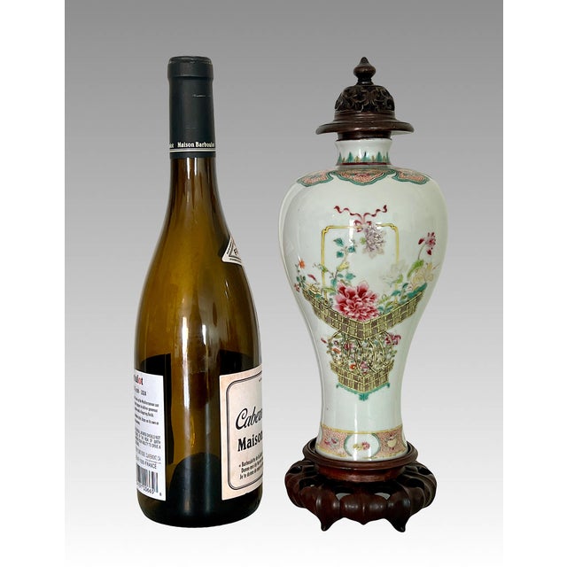 Wood Antique Yongzheng Period 1723 - 1735 Chinese Famille Rose Mei Ping Fine White Porcelain Vase, For Sale - Image 7 of 16