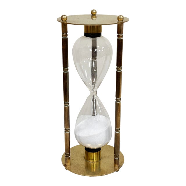 Vintage Brass Hourglass Sand Timer For Sale