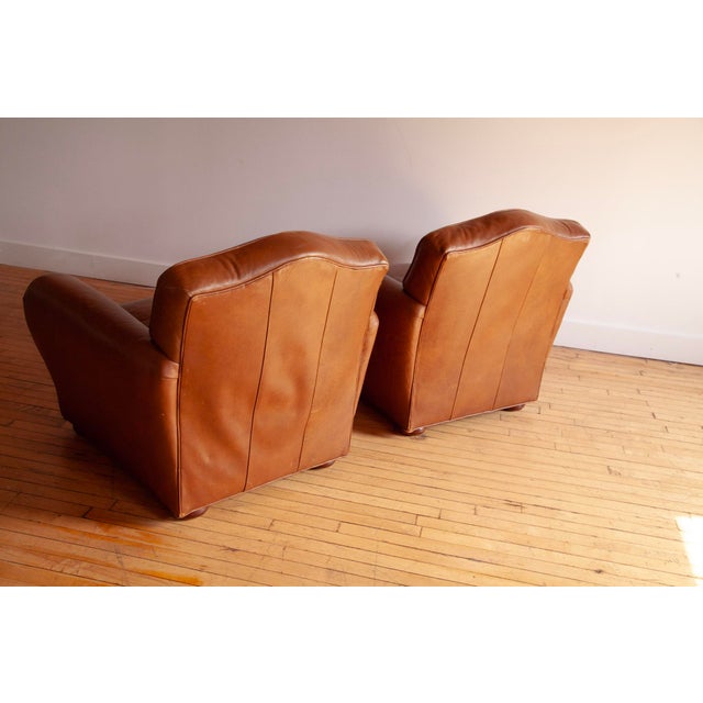 Pair of Art Deco Moustache Leather Club Chairs For Sale In Philadelphia - Image 6 of 8