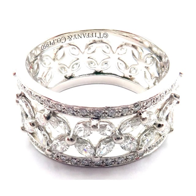 Tiffany & Co. Victoria Platinum Diamond Wide Band Ring ***Retail Price: $32,500 plus tax Details: Metal: Platinum Ring...