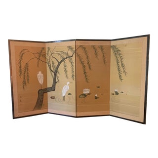 Mid 20th Century Chinisorie Byobu Four Panel Screen For Sale