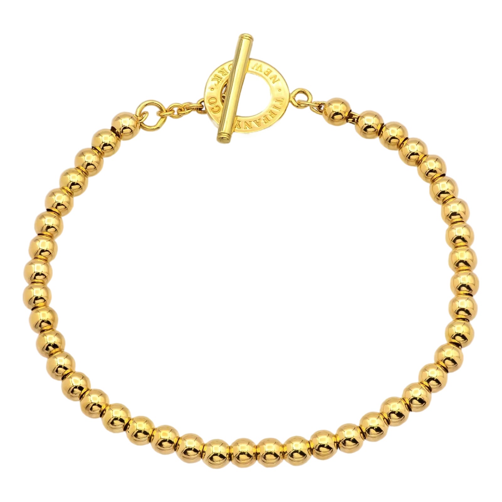 Tiffany & Co. Vintage 18k Yellow Gold Toggle Bead Bracelet 7  Tiffany & Co hardware bead bracelet vintage main image 0