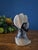 Expressive vintage African hand-carved bust sculpture, skillfully sculpted from dark serpentine stone (soapstone) with...